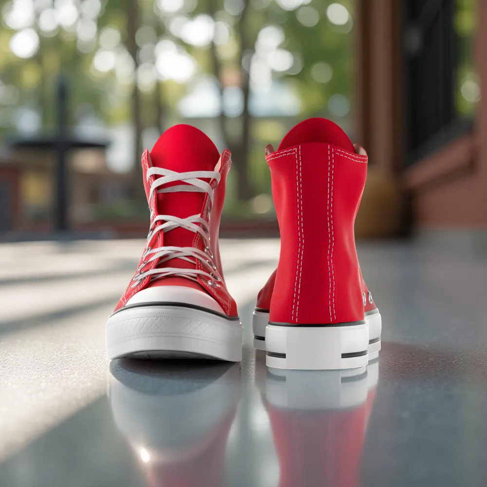 حذاء نسائي رياضي أحمر.